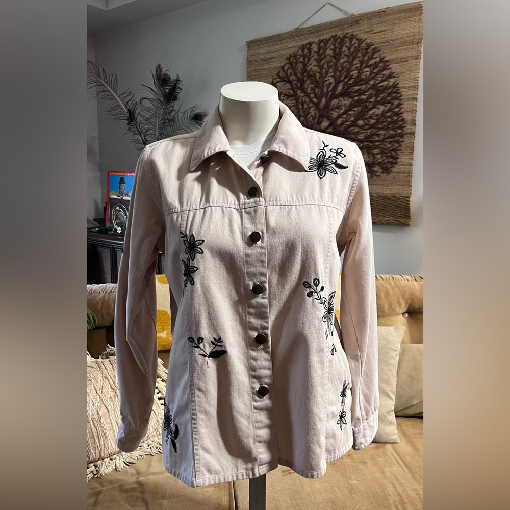 Northern Reflections Embroidered 100% Cotton Tan Jacket Size S